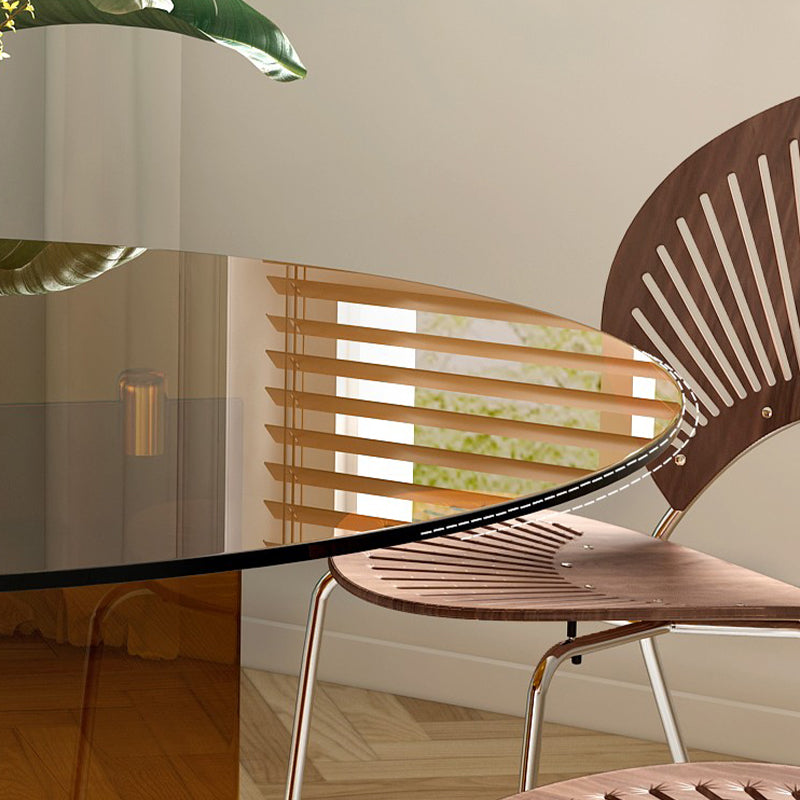 Round Glass Dining Table Modern Style Dining Table for Home Use Clearhalo 'Dining Tables & Seating' 'Dining Tables' 'dining_table' 'furn' 'furn_dining_table' 'Furniture' 'furniture_dining_table' 'Kitchen & Dining Furniture' 'kitchen' 'kitchen_dining_table' 4830878