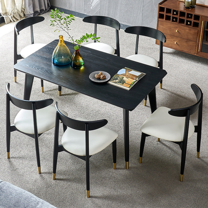 Traditional Luxury Rectangle Dining Site Table Solid Wood Dining Room Furniture Black 47.2"L x 27.6"W x 29.5"H Without Chairs Clearhalo 'Dining Tables & Seating' 'Dining Tables' 'dining_table' 'furn' 'furn_dining_table' 'Furniture' 'furniture_dining_table' 'Kitchen & Dining Furniture' 'kitchen' 'kitchen_dining_table' 4830887