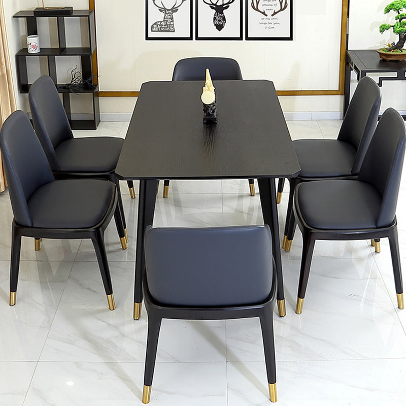 Traditional Luxury Rectangle Dining Site Table Solid Wood Dining Room Furniture Black 63"L x 31.5"W x 29.5"H Without Chairs Clearhalo 'Dining Tables & Seating' 'Dining Tables' 'dining_table' 'furn' 'furn_dining_table' 'Furniture' 'furniture_dining_table' 'Kitchen & Dining Furniture' 'kitchen' 'kitchen_dining_table' 4830889