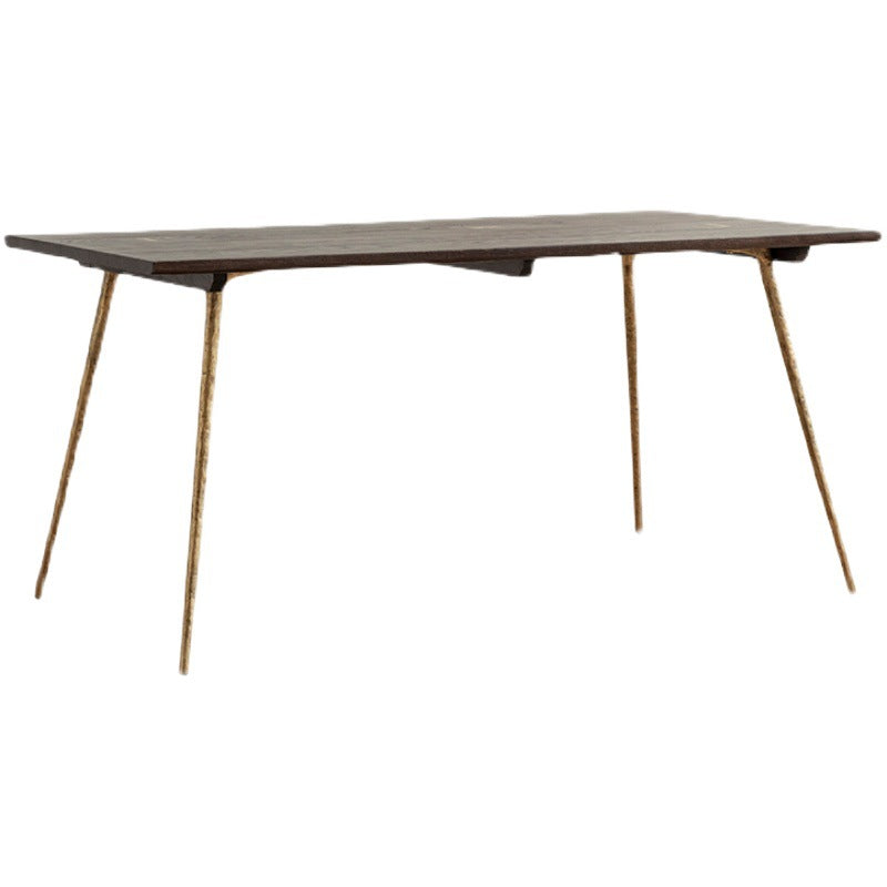 Traditional Luxury Rectangle Dining Site Table Solid Wood Furniture with 4-foot Gold Clearhalo 'Dining Tables & Seating' 'Dining Tables' 'dining_table' 'Furniture' 'furniture_dining_table' 'Kitchen & Dining Furniture' 'kitchen' 'kitchen_dining_table' 4830904