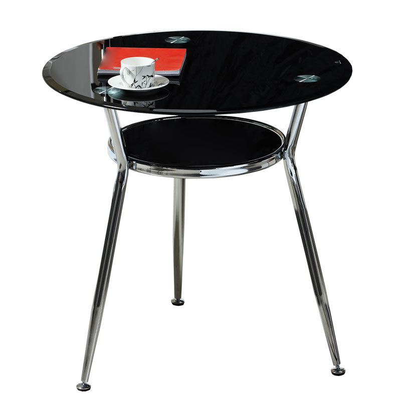 Metal Contemporary Round Dining Table Glass Top Table for Dining Room Black Without Chairs Clearhalo 'Dining Tables & Seating' 'Dining Tables' 'dining_table' 'furn' 'furn_dining_table' 'Furniture' 'furniture_dining_table' 'Kitchen & Dining Furniture' 'kitchen' 'kitchen_dining_table' 4830917