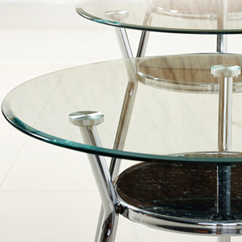 Metal Contemporary Round Dining Table Glass Top Table for Dining Room Clearhalo 'Dining Tables & Seating' 'Dining Tables' 'dining_table' 'furn' 'furn_dining_table' 'Furniture' 'furniture_dining_table' 'Kitchen & Dining Furniture' 'kitchen' 'kitchen_dining_table' 4830919