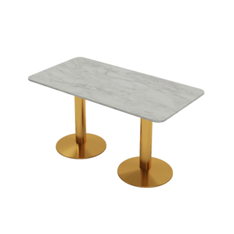 Sintered Stone Dining Table Traditional Luxury Dining Table with Gold Base White 47.2"L x 23.6"W x 29.5"H Without Chairs Clearhalo 'Dining Tables & Seating' 'Dining Tables' 'dining_table' 'furn' 'furn_dining_table' 'Furniture' 'furniture_dining_table' 'Kitchen & Dining Furniture' 'kitchen' 'kitchen_dining_table' 4830941