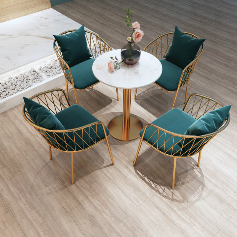 Sintered Stone Dining Table Traditional Luxury Dining Table with Gold Base White 27.6"L x 27.6"W x 29.5"H Without Chairs Clearhalo 'Dining Tables & Seating' 'Dining Tables' 'dining_table' 'furn' 'furn_dining_table' 'Furniture' 'furniture_dining_table' 'Kitchen & Dining Furniture' 'kitchen' 'kitchen_dining_table' 4830943
