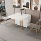 Foldable Sintered Stone Dining Table Modern Rectangle Table with Trestle Base White 55.1"L x 31.5"W x 29.5"H Without Chairs Clearhalo 'Dining Tables & Seating' 'Dining Tables' 'dining_table' 'furn' 'furn_dining_table' 'Furniture' 'furniture_dining_table' 'Kitchen & Dining Furniture' 'kitchen' 'kitchen_dining_table' 4830973