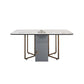Foldable Sintered Stone Dining Table Modern Rectangle Table with Trestle Base Gray-White Without Chairs Clearhalo 'Dining Tables & Seating' 'Dining Tables' 'dining_table' 'furn' 'furn_dining_table' 'Furniture' 'furniture_dining_table' 'Kitchen & Dining Furniture' 'kitchen' 'kitchen_dining_table' 4830976