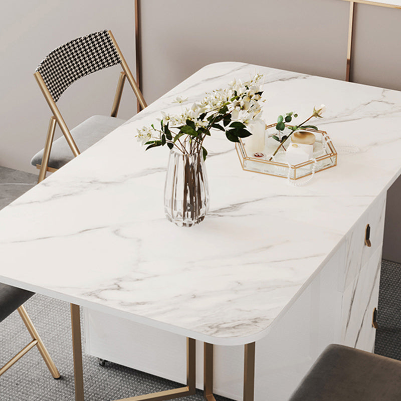 Foldable Sintered Stone Dining Table Modern Rectangle Table with Trestle Base Clearhalo 'Dining Tables & Seating' 'Dining Tables' 'dining_table' 'furn' 'furn_dining_table' 'Furniture' 'furniture_dining_table' 'Kitchen & Dining Furniture' 'kitchen' 'kitchen_dining_table' 4830978