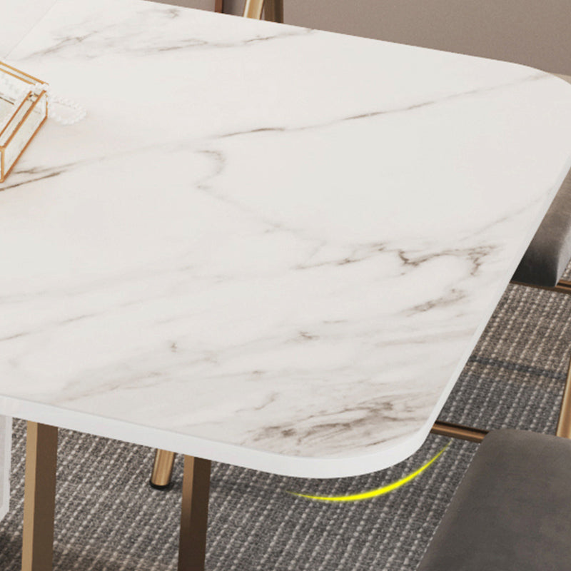 Foldable Sintered Stone Dining Table Modern Rectangle Table with Trestle Base Clearhalo 'Dining Tables & Seating' 'Dining Tables' 'dining_table' 'furn' 'furn_dining_table' 'Furniture' 'furniture_dining_table' 'Kitchen & Dining Furniture' 'kitchen' 'kitchen_dining_table' 4830980