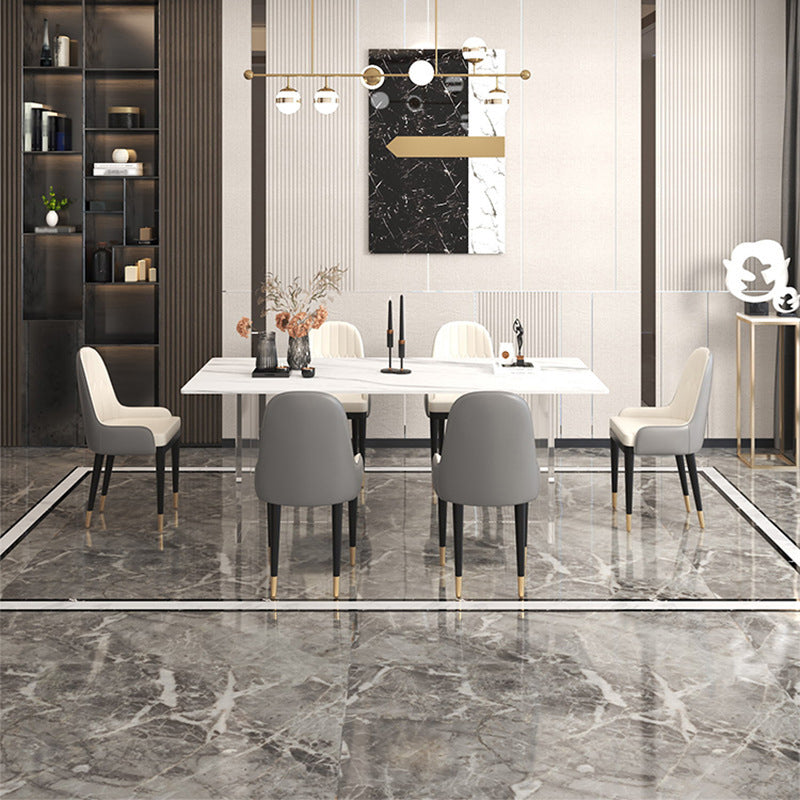 Stone Top Dining Table Traditional Luxury Table with Double Pedestal Base White 70.9"L x 35.4"W x 29.5"H Without Chairs Clearhalo 'Dining Tables & Seating' 'Dining Tables' 'dining_table' 'furn' 'furn_dining_table' 'Furniture' 'furniture_dining_table' 'Kitchen & Dining Furniture' 'kitchen' 'kitchen_dining_table' 4831006