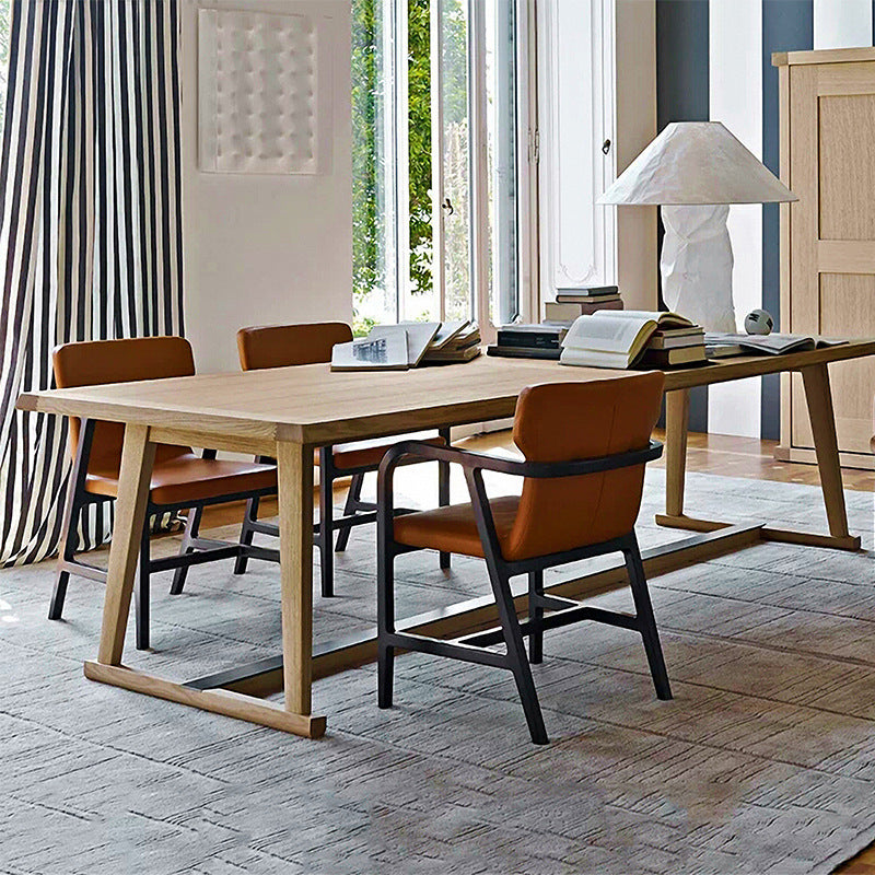 Pine Wood Top Dining Table Traditional Luxury Table with Trestle Base Brown 70.9"L x 31.5"W x 29.5"H Without Chairs Clearhalo 'Dining Tables & Seating' 'Dining Tables' 'dining_table' 'furn' 'furn_dining_table' 'Furniture' 'furniture_dining_table' 'Kitchen & Dining Furniture' 'kitchen' 'kitchen_dining_table' 4831018