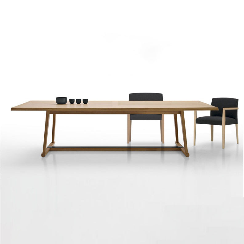 Pine Wood Top Dining Table Traditional Luxury Table with Trestle Base Brown Without Chairs Clearhalo 'Dining Tables & Seating' 'Dining Tables' 'dining_table' 'furn' 'furn_dining_table' 'Furniture' 'furniture_dining_table' 'Kitchen & Dining Furniture' 'kitchen' 'kitchen_dining_table' 4831020