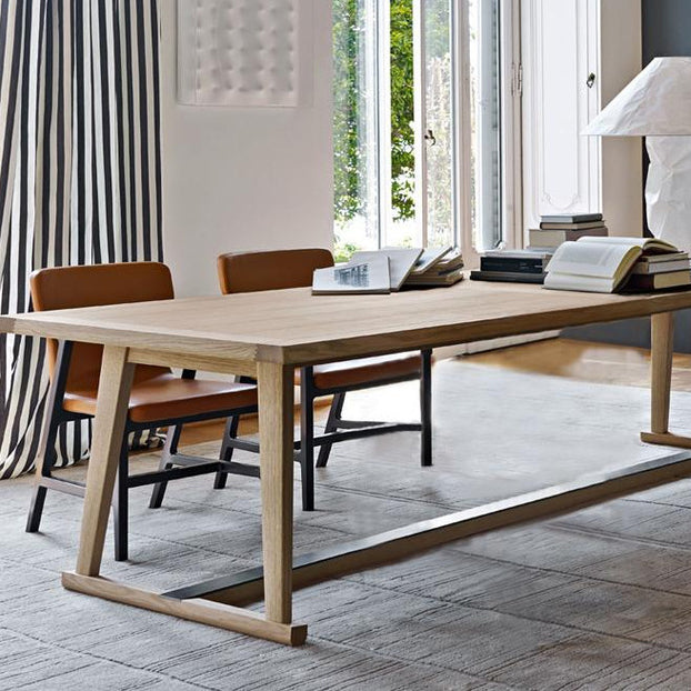 Pine Wood Top Dining Table Traditional Luxury Table with Trestle Base Clearhalo 'Dining Tables & Seating' 'Dining Tables' 'dining_table' 'furn' 'furn_dining_table' 'Furniture' 'furniture_dining_table' 'Kitchen & Dining Furniture' 'kitchen' 'kitchen_dining_table' 4831022