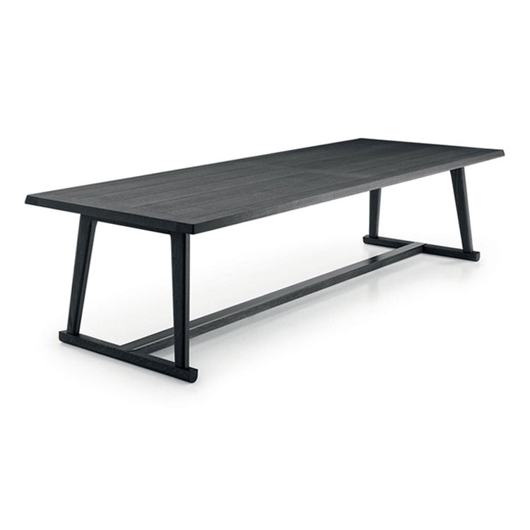 Pine Wood Top Dining Table Traditional Luxury Table with Trestle Base Black Without Chairs Clearhalo 'Dining Tables & Seating' 'Dining Tables' 'dining_table' 'furn' 'furn_dining_table' 'Furniture' 'furniture_dining_table' 'Kitchen & Dining Furniture' 'kitchen' 'kitchen_dining_table' 4831023
