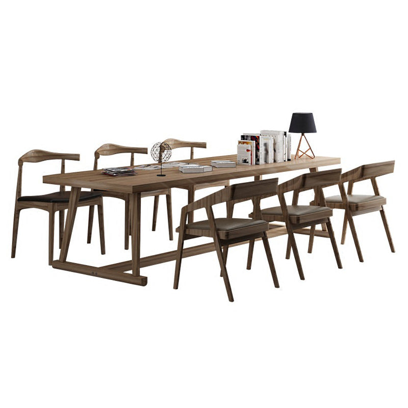 Pine Wood Top Dining Table Traditional Luxury Table with Trestle Base Clearhalo 'Dining Tables & Seating' 'Dining Tables' 'dining_table' 'furn' 'furn_dining_table' 'Furniture' 'furniture_dining_table' 'Kitchen & Dining Furniture' 'kitchen' 'kitchen_dining_table' 4831024