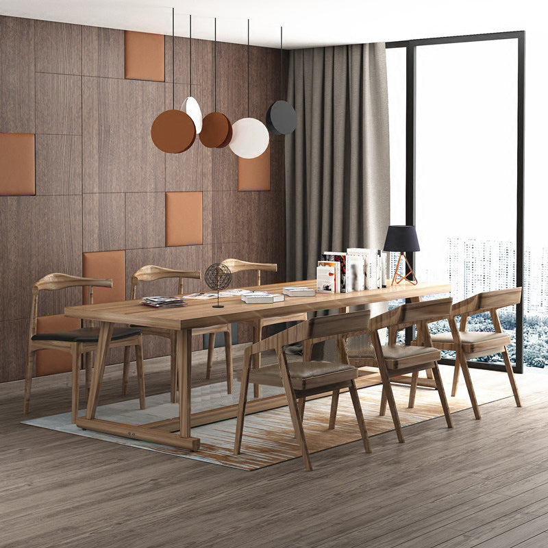 Pine Wood Top Dining Table Traditional Luxury Table with Trestle Base Clearhalo 'Dining Tables & Seating' 'Dining Tables' 'dining_table' 'furn' 'furn_dining_table' 'Furniture' 'furniture_dining_table' 'Kitchen & Dining Furniture' 'kitchen' 'kitchen_dining_table' 4831027