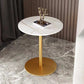 Stone Top Dining Table Round Dining Table with Pedestal Base in Gold Gold Without Chairs Clearhalo 'Dining Tables & Seating' 'Dining Tables' 'dining_table' 'furn' 'furn_dining_table' 'Furniture' 'furniture_dining_table' 'Kitchen & Dining Furniture' 'kitchen' 'kitchen_dining_table' 4831036