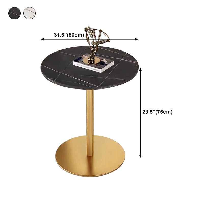 Stone Top Dining Table Round Dining Table with Pedestal Base in Gold Clearhalo 'Dining Tables & Seating' 'Dining Tables' 'dining_table' 'furn' 'furn_dining_table' 'Furniture' 'furniture_dining_table' 'Kitchen & Dining Furniture' 'kitchen' 'kitchen_dining_table' 4831048