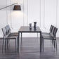 Stone Top Dining Table Rectangle Contemporary Table with 4 Legs in Black Black 55.1"L x 31.5"W x 29.5"H Without Chairs Clearhalo 'Dining Tables & Seating' 'Dining Tables' 'dining_table' 'furn' 'furn_dining_table' 'Furniture' 'furniture_dining_table' 'Kitchen & Dining Furniture' 'kitchen' 'kitchen_dining_table' 4831049