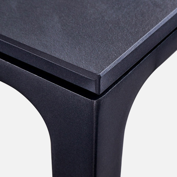 Stone Top Dining Table Rectangle Contemporary Table with 4 Legs in Black Clearhalo 'Dining Tables & Seating' 'Dining Tables' 'dining_table' 'furn' 'furn_dining_table' 'Furniture' 'furniture_dining_table' 'Kitchen & Dining Furniture' 'kitchen' 'kitchen_dining_table' 4831055