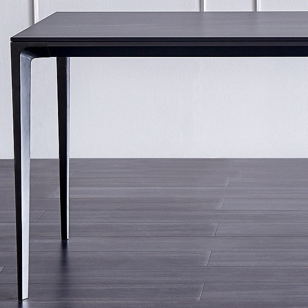 Stone Top Dining Table Rectangle Contemporary Table with 4 Legs in Black Clearhalo 'Dining Tables & Seating' 'Dining Tables' 'dining_table' 'furn' 'furn_dining_table' 'Furniture' 'furniture_dining_table' 'Kitchen & Dining Furniture' 'kitchen' 'kitchen_dining_table' 4831056