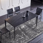 Stone Top Dining Table Rectangle Contemporary Table with 4 Legs in Black Clearhalo 'Dining Tables & Seating' 'Dining Tables' 'dining_table' 'furn' 'furn_dining_table' 'Furniture' 'furniture_dining_table' 'Kitchen & Dining Furniture' 'kitchen' 'kitchen_dining_table' 4831062