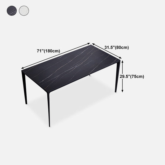 Stone Top Dining Table Rectangle Contemporary Table with 4 Legs in Black Clearhalo 'Dining Tables & Seating' 'Dining Tables' 'dining_table' 'furn' 'furn_dining_table' 'Furniture' 'furniture_dining_table' 'Kitchen & Dining Furniture' 'kitchen' 'kitchen_dining_table' 4831068