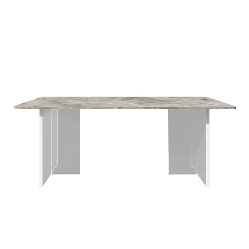 Stone Top Table Traditional Luxury Dining Table with Double Pedestal Base Grey Without Chairs Clearhalo 'Dining Tables & Seating' 'Dining Tables' 'dining_table' 'furn' 'furn_dining_table' 'Furniture' 'furniture_dining_table' 'Kitchen & Dining Furniture' 'kitchen' 'kitchen_dining_table' 4831075