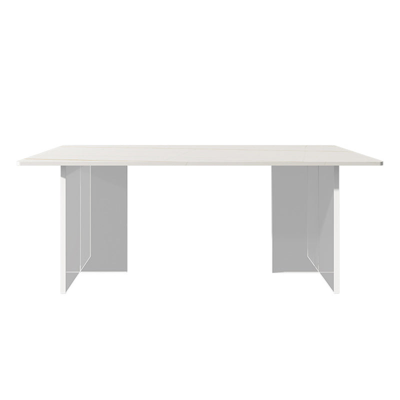 Stone Top Table Traditional Luxury Dining Table with Double Pedestal Base Gold 78.7"L x 31.5"W x 29.5"H Without Chairs Clearhalo 'Dining Tables & Seating' 'Dining Tables' 'dining_table' 'furn' 'furn_dining_table' 'Furniture' 'furniture_dining_table' 'Kitchen & Dining Furniture' 'kitchen' 'kitchen_dining_table' 4831080