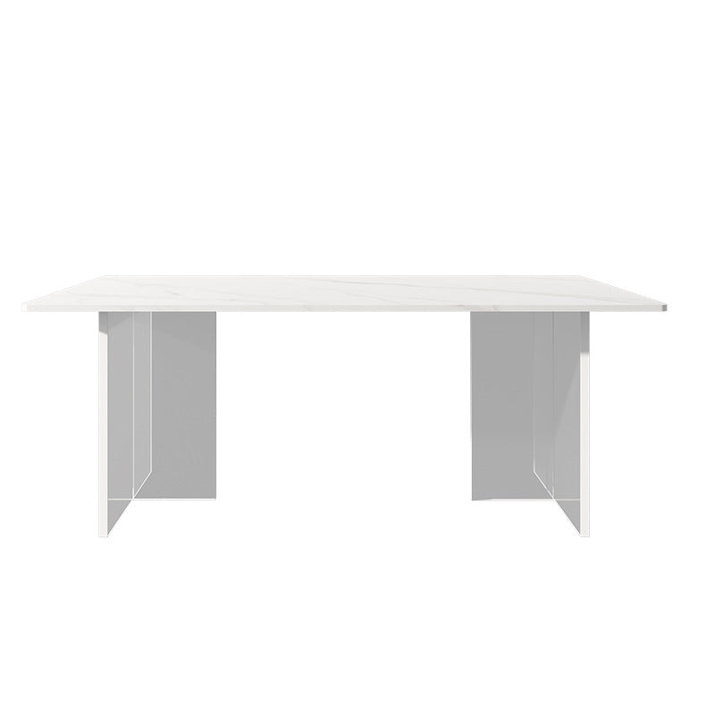 Stone Top Table Traditional Luxury Dining Table with Double Pedestal Base White Without Chairs Clearhalo 'Dining Tables & Seating' 'Dining Tables' 'dining_table' 'furn' 'furn_dining_table' 'Furniture' 'furniture_dining_table' 'Kitchen & Dining Furniture' 'kitchen' 'kitchen_dining_table' 4831081