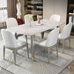 Rectangle Stone Dining Table Traditional Luxury Wood Tripod Base Dining Table Gray 55.1"L x 31.5"W x 29.5"H Without Chairs Clearhalo 'Dining Tables & Seating' 'Dining Tables' 'dining_table' 'furn' 'furn_dining_table' 'Furniture' 'furniture_dining_table' 'Kitchen & Dining Furniture' 'kitchen' 'kitchen_dining_table' 4831105