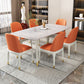Rectangle Stone Dining Table Traditional Luxury Wood Tripod Base Dining Table White 70.9"L x 35.4"W x 29.5"H Without Chairs Clearhalo 'Dining Tables & Seating' 'Dining Tables' 'dining_table' 'furn' 'furn_dining_table' 'Furniture' 'furniture_dining_table' 'Kitchen & Dining Furniture' 'kitchen' 'kitchen_dining_table' 4831106