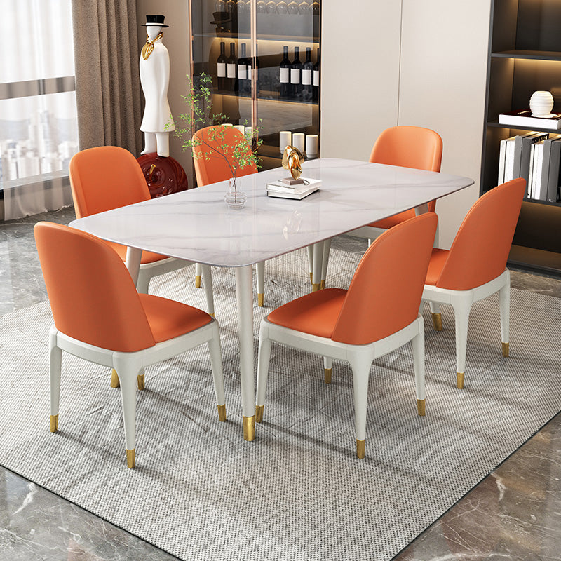 Rectangle Stone Dining Table Traditional Luxury Wood Tripod Base Dining Table White 70.9"L x 35.4"W x 29.5"H Without Chairs Clearhalo 'Dining Tables & Seating' 'Dining Tables' 'dining_table' 'furn' 'furn_dining_table' 'Furniture' 'furniture_dining_table' 'Kitchen & Dining Furniture' 'kitchen' 'kitchen_dining_table' 4831106