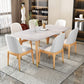 Rectangle Stone Dining Table Traditional Luxury Wood Tripod Base Dining Table Natural 51.2"L x 31.5"W x 29.5"H Without Chairs Clearhalo 'Dining Tables & Seating' 'Dining Tables' 'dining_table' 'furn' 'furn_dining_table' 'Furniture' 'furniture_dining_table' 'Kitchen & Dining Furniture' 'kitchen' 'kitchen_dining_table' 4831108