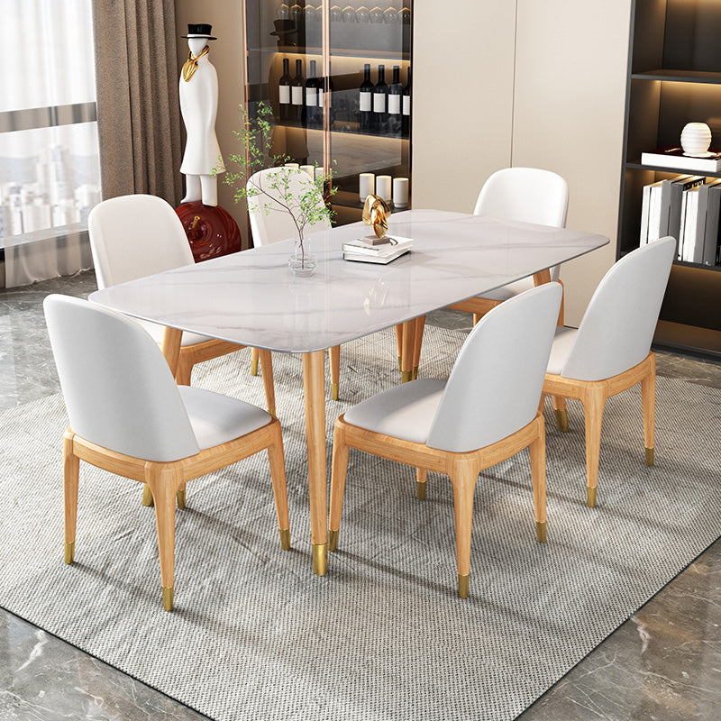 Rectangle Stone Dining Table Traditional Luxury Wood Tripod Base Dining Table Natural 51.2"L x 31.5"W x 29.5"H Without Chairs Clearhalo 'Dining Tables & Seating' 'Dining Tables' 'dining_table' 'furn' 'furn_dining_table' 'Furniture' 'furniture_dining_table' 'Kitchen & Dining Furniture' 'kitchen' 'kitchen_dining_table' 4831108