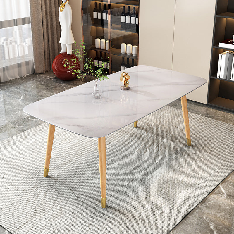 Rectangle Stone Dining Table Traditional Luxury Wood Tripod Base Dining Table Natural Without Chairs Clearhalo 'Dining Tables & Seating' 'Dining Tables' 'dining_table' 'furn' 'furn_dining_table' 'Furniture' 'furniture_dining_table' 'Kitchen & Dining Furniture' 'kitchen' 'kitchen_dining_table' 4831113