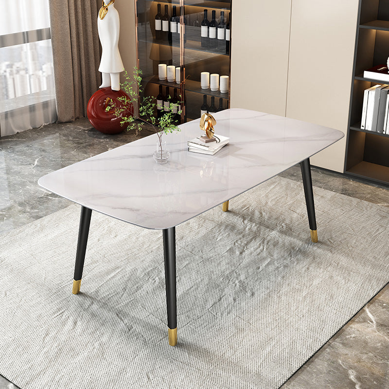 Rectangle Stone Dining Table Traditional Luxury Wood Tripod Base Dining Table Black Without Chairs Clearhalo 'Dining Tables & Seating' 'Dining Tables' 'dining_table' 'furn' 'furn_dining_table' 'Furniture' 'furniture_dining_table' 'Kitchen & Dining Furniture' 'kitchen' 'kitchen_dining_table' 4831114