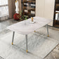 Rectangle Stone Dining Table Traditional Luxury Wood Tripod Base Dining Table Gray Without Chairs Clearhalo 'Dining Tables & Seating' 'Dining Tables' 'dining_table' 'furn' 'furn_dining_table' 'Furniture' 'furniture_dining_table' 'Kitchen & Dining Furniture' 'kitchen' 'kitchen_dining_table' 4831115