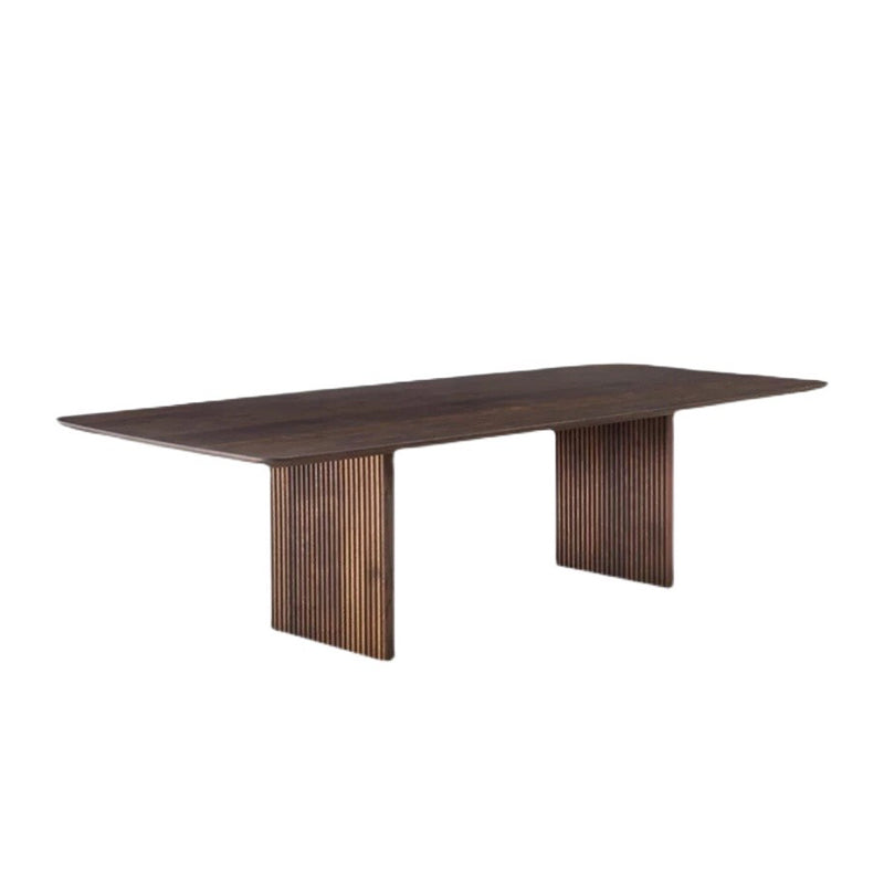 Pine Solid Wood Dining Site Table Modern Rectangle Double Pedestal Dining Table Walnut Without Chairs Clearhalo 'Dining Tables & Seating' 'Dining Tables' 'dining_table' 'furn' 'furn_dining_table' 'Furniture' 'furniture_dining_table' 'Kitchen & Dining Furniture' 'kitchen' 'kitchen_dining_table' 4831126