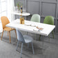 Transparent Base Double Pedestal Table Modern Stone Top Dinner Table Kitchen Home White 78.7"L x 39.4"W x 29.5"H Without Chairs Clearhalo 'Dining Tables & Seating' 'Dining Tables' 'dining_table' 'furn' 'furn_dining_table' 'Furniture' 'furniture_dining_table' 'Kitchen & Dining Furniture' 'kitchen' 'kitchen_dining_table' 4831143