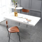 Transparent Base Double Pedestal Table Modern Stone Top Dinner Table Kitchen Home Clearhalo 'Dining Tables & Seating' 'Dining Tables' 'dining_table' 'furn' 'furn_dining_table' 'Furniture' 'furniture_dining_table' 'Kitchen & Dining Furniture' 'kitchen' 'kitchen_dining_table' 4831155