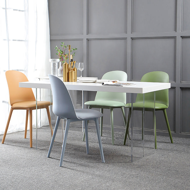 Transparent Base Double Pedestal Table Modern Stone Top Dinner Table Kitchen Home Clearhalo 'Dining Tables & Seating' 'Dining Tables' 'dining_table' 'furn' 'furn_dining_table' 'Furniture' 'furniture_dining_table' 'Kitchen & Dining Furniture' 'kitchen' 'kitchen_dining_table' 4831156