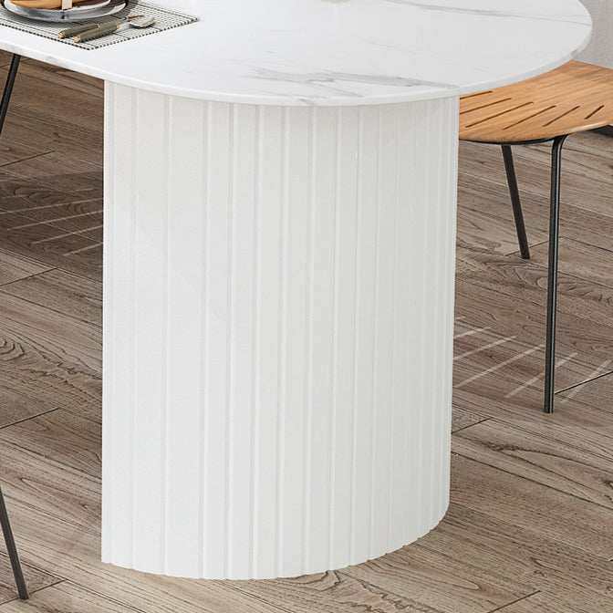 Modern Stone Top Dinette Table Solid Wood Double Pedestal Table in White Clearhalo 'Dining Tables & Seating' 'Dining Tables' 'dining_table' 'furn' 'furn_dining_table' 'Furniture' 'furniture_dining_table' 'Kitchen & Dining Furniture' 'kitchen' 'kitchen_dining_table' 4831172