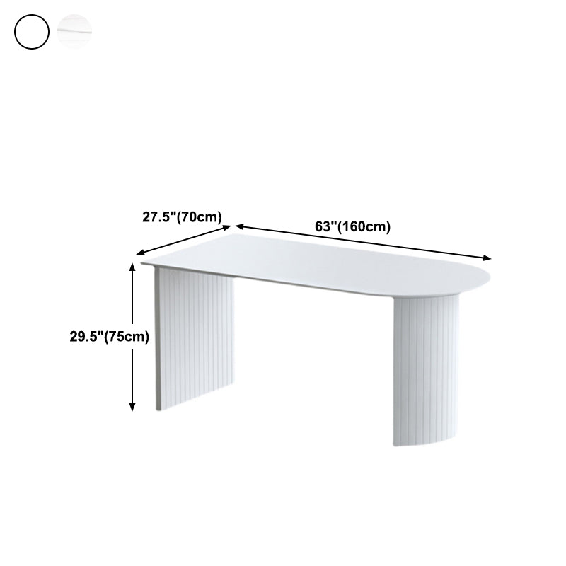 Modern Stone Top Dinette Table Solid Wood Double Pedestal Table in White Clearhalo 'Dining Tables & Seating' 'Dining Tables' 'dining_table' 'furn' 'furn_dining_table' 'Furniture' 'furniture_dining_table' 'Kitchen & Dining Furniture' 'kitchen' 'kitchen_dining_table' 4831177