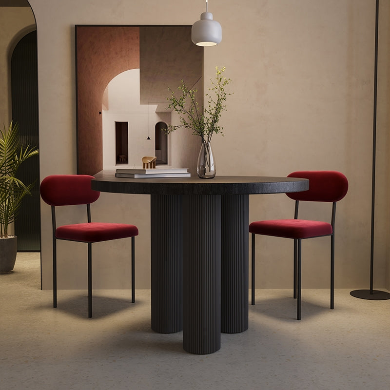 Modern Casual Dining Table Round Top Dinner Table Kitchen Home Black 31.5"L x 31.5"W x 29.5"H Without Chairs Clearhalo 'Dining Tables & Seating' 'Dining Tables' 'dining_table' 'furn' 'furn_dining_table' 'Furniture' 'furniture_dining_table' 'Kitchen & Dining Furniture' 'kitchen' 'kitchen_dining_table' 4831200