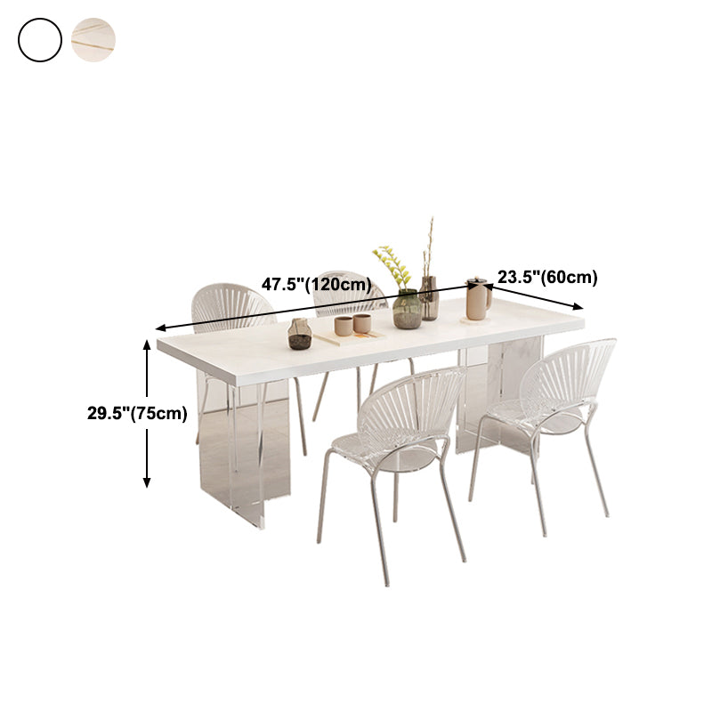 Modern Table in White for Restaurant Rectangle Table with Acrylic Base Clearhalo 'Dining Tables & Seating' 'Dining Tables' 'dining_table' 'furn' 'furn_dining_table' 'Furniture' 'furniture_dining_table' 'Kitchen & Dining Furniture' 'kitchen' 'kitchen_dining_table' 4831222