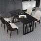 Traditional Luxury Dining Table Metal Double Pedestal Rectangle Counter Dining Table Clearhalo 'Dining Tables & Seating' 'Dining Tables' 'dining_table' 'furn' 'furn_dining_table' 'Furniture' 'furniture_dining_table' 'Kitchen & Dining Furniture' 'kitchen' 'kitchen_dining_table' 4831234