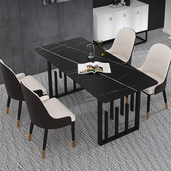 Traditional Luxury Dining Table Metal Double Pedestal Rectangle Counter Dining Table Clearhalo 'Dining Tables & Seating' 'Dining Tables' 'dining_table' 'furn' 'furn_dining_table' 'Furniture' 'furniture_dining_table' 'Kitchen & Dining Furniture' 'kitchen' 'kitchen_dining_table' 4831234