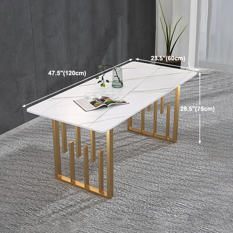 Traditional Luxury Dining Table Metal Double Pedestal Rectangle Counter Dining Table Clearhalo 'Dining Tables & Seating' 'Dining Tables' 'dining_table' 'furn' 'furn_dining_table' 'Furniture' 'furniture_dining_table' 'Kitchen & Dining Furniture' 'kitchen' 'kitchen_dining_table' 4831240