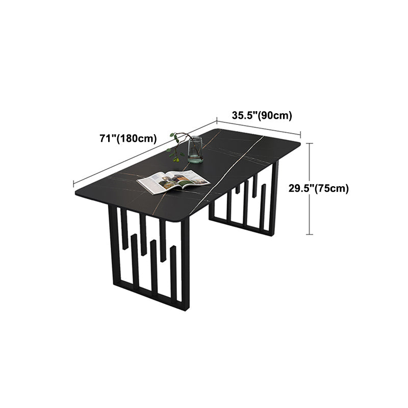 Traditional Luxury Dining Table Metal Double Pedestal Rectangle Counter Dining Table Clearhalo 'Dining Tables & Seating' 'Dining Tables' 'dining_table' 'furn' 'furn_dining_table' 'Furniture' 'furniture_dining_table' 'Kitchen & Dining Furniture' 'kitchen' 'kitchen_dining_table' 4831247