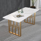 Glam Style Stone Top Double Pedestal Table Home Rectangle Dining Table White Without Chairs Clearhalo 'Dining Tables & Seating' 'Dining Tables' 'dining_table' 'furn' 'furn_dining_table' 'Furniture' 'furniture_dining_table' 'Kitchen & Dining Furniture' 'kitchen' 'kitchen_dining_table' 4831251
